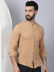 Self Design Cotton Blend Casual Shirt for Men