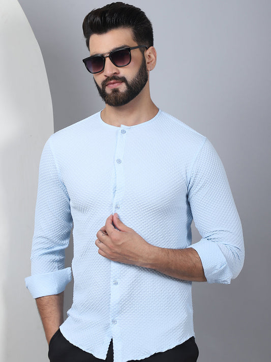 Self Design Cotton Blend Casual Shirt for Men