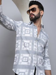 Printed Spread Collar Cotton Casual Shirt for Men