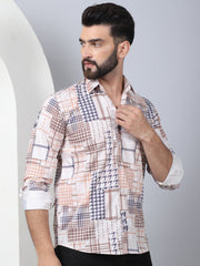 Geometric Printed Cotton Casual Shirt for Men