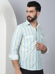 Striped Spread Collar Cotton Casual Shirt for Men