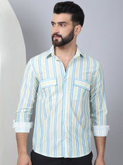 Striped Spread Collar Cotton Casual Shirt for Men