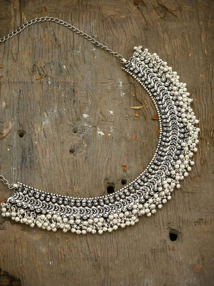 Silver Plated Oxidised Classic Necklace