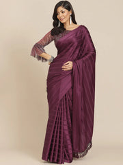 Magenta Striped Saree