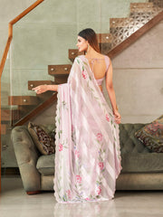 Floral Printed Sequinned Saree