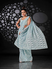 Blue Woven Design Ready to Wear Saree