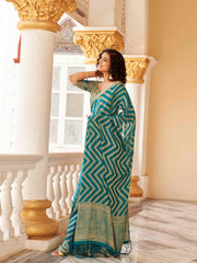 Ready To Wear Blue Colour Art Silk Jacquard Saree with Unstitched Blouse