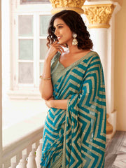 Ready To Wear Blue Colour Art Silk Jacquard Saree with Unstitched Blouse