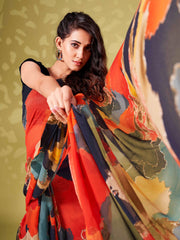 Tikhi Imli - Abstract Printed Poly Georgette Ready to Wear Saree