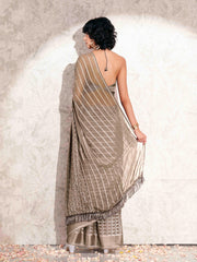 Mouse colored satin striped saree