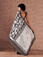 Ready to wear Black and white poly cotton saree with inner