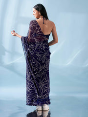 Ready to wear printed saree with pockets and tassles on pallu