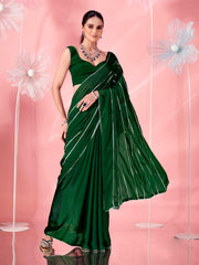 Green colored fancy embellished saree