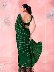 Green colored fancy embellished saree