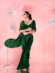 Green colored fancy embellished saree