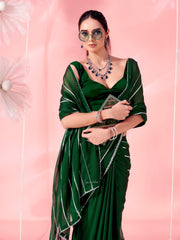 Green colored fancy embellished saree