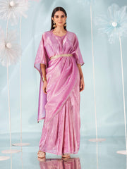 Mauve colored designer kaaftan saree with embellished belt