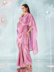 Mauve colored designer kaaftan saree with embellished belt