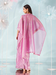 Mauve colored designer kaaftan saree with embellished belt