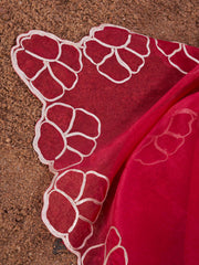 Pink colored saree with gota patti border