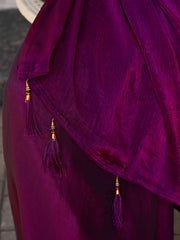 Two tone violet colored saree with tassles on pallu