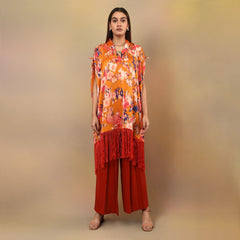 Printed kaftan with tassels