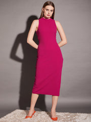 Sleeveless high neck bodycon midi dress