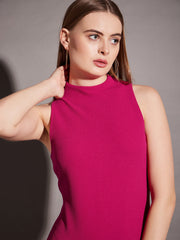 Sleeveless high neck bodycon midi dress