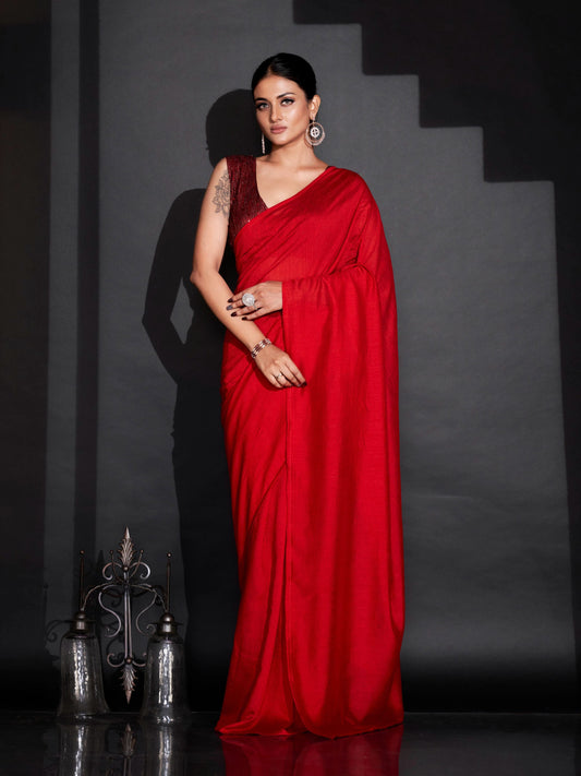 Tikhi Imli - Red Ready to Wear Saree