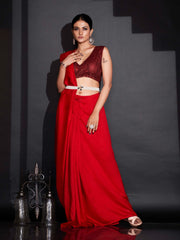 Tikhi Imli - Red Ready to Wear Saree