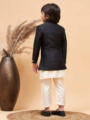 Boys' Black And Cream Indowestern Set