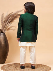 Boys' Green And Cream Indowestern Set