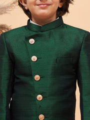 Boys' Green And Cream Indowestern Set