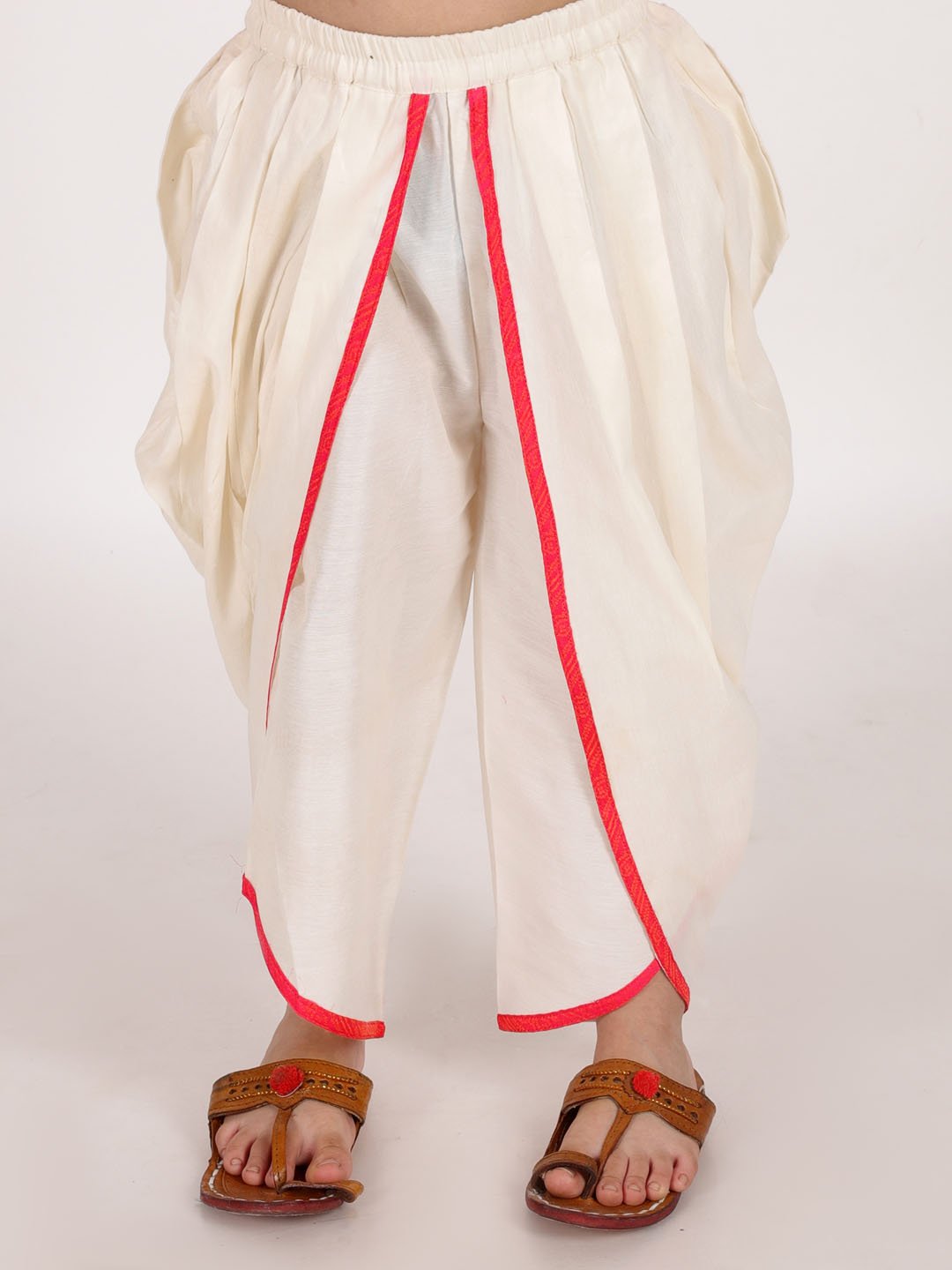 Boys' Pink And White Kurta and Dhoti Set