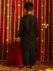 Boys' Black Kurta And Dhoti Set