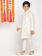 Boys' Cream and White Indowestern Set