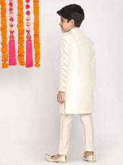 Boys' Cream and White Indowestern Set