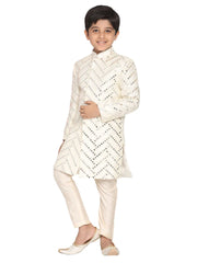 Boys' Cream and White Indowestern Set