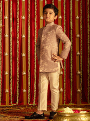 Boys' Pink And Cream Sherwani Set