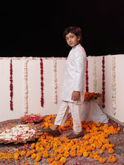 Boys' Purple And Cream Sherwani Set