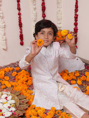 Boys' Purple And Cream Sherwani Set