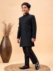 Boys' Black Sherwani Set