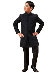 Boys' Black Sherwani Set