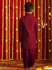 Boys' Maroon Sherwani Set