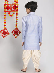 Boys' Lavender And Cream Indowestern Sherwani and Cowl dhoti pant Set