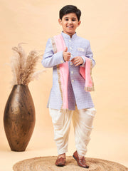 Boys' Lavender And Pink Sherwani Set