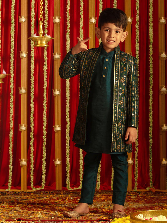 Boys' Turquoise Sherwani Set