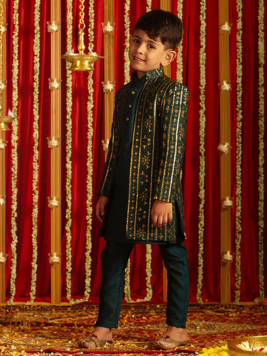 Boys' Turquoise Sherwani Set