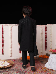 Boys' Black Sherwani Set