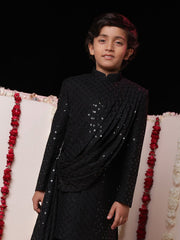 Boys' Black Sherwani Set